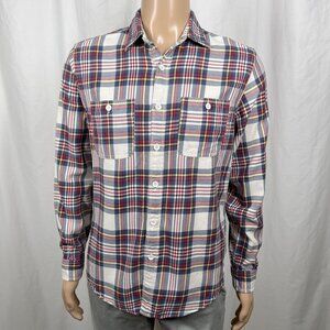 J.Crew Men's Medium Blue Red Plaid Casual Long Sleeve Flannel Button-Up Shirt